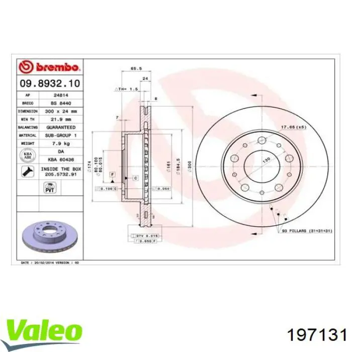 Гальмівні диски передні 197131 VALEO