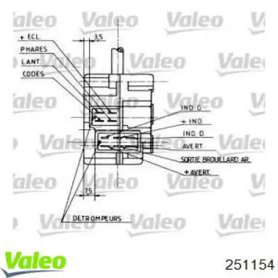 Перемикач підрульовий, лівий 251154 VALEO