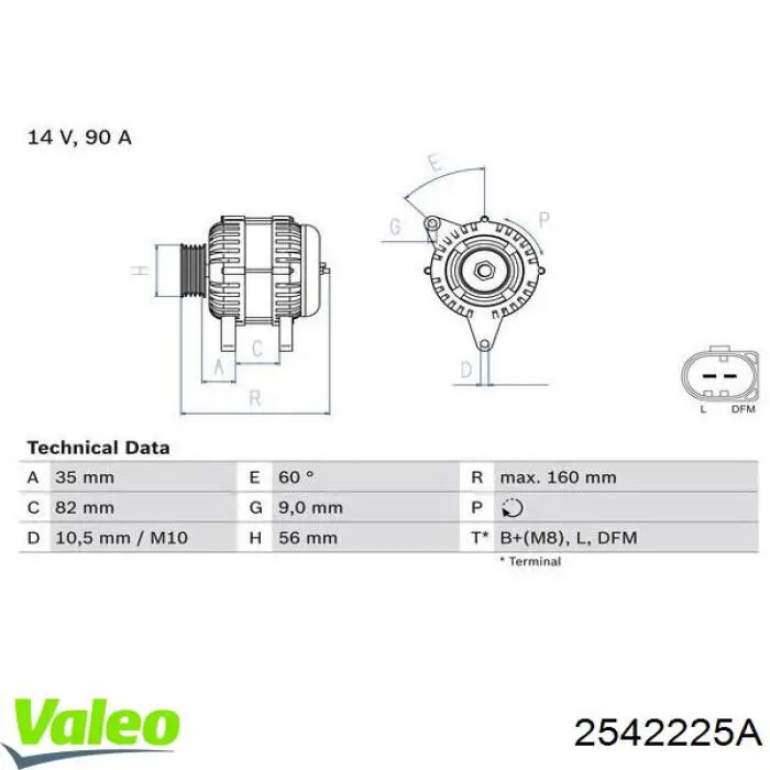 Генератор VALEO 2542225A ціна, від 63.35 USD