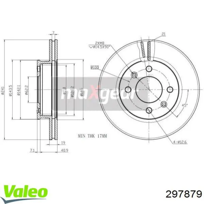 Диск гальмівний передній 297879 VALEO