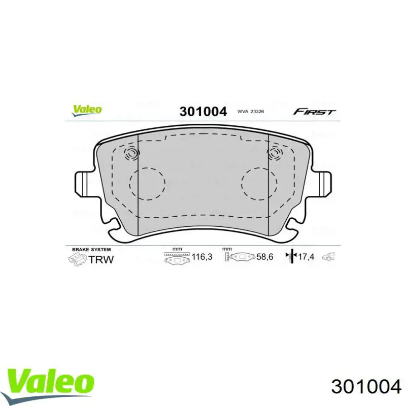 Купити 301004 VALEO Задні колодки
