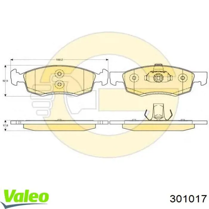 Гальмівні колодки VALEO 301017 ціна, від 24.89 USD