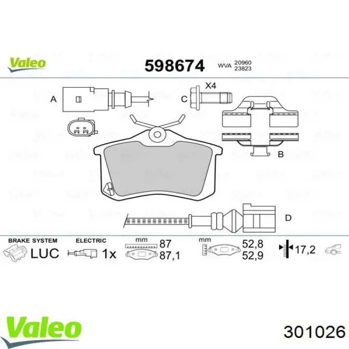 Тормозні колодки VALEO 301026