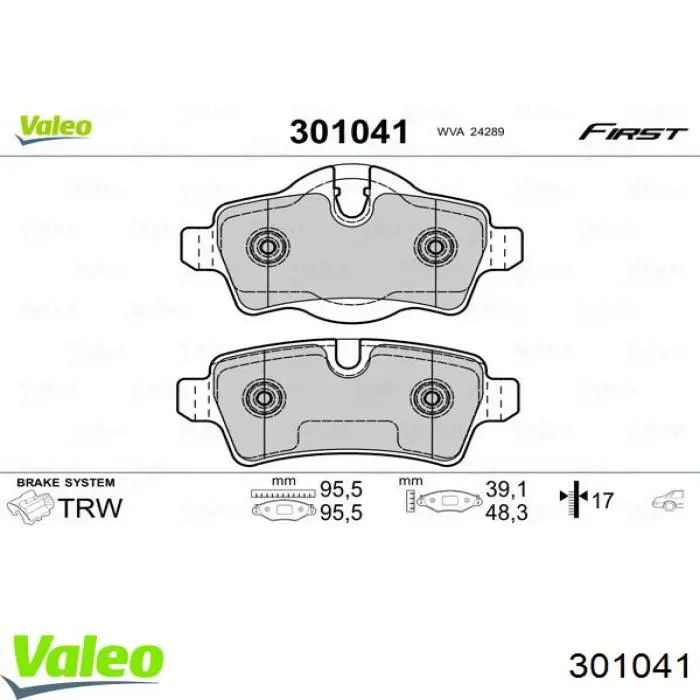 301041 VALEO Колодки гальмівні задні, дискові
