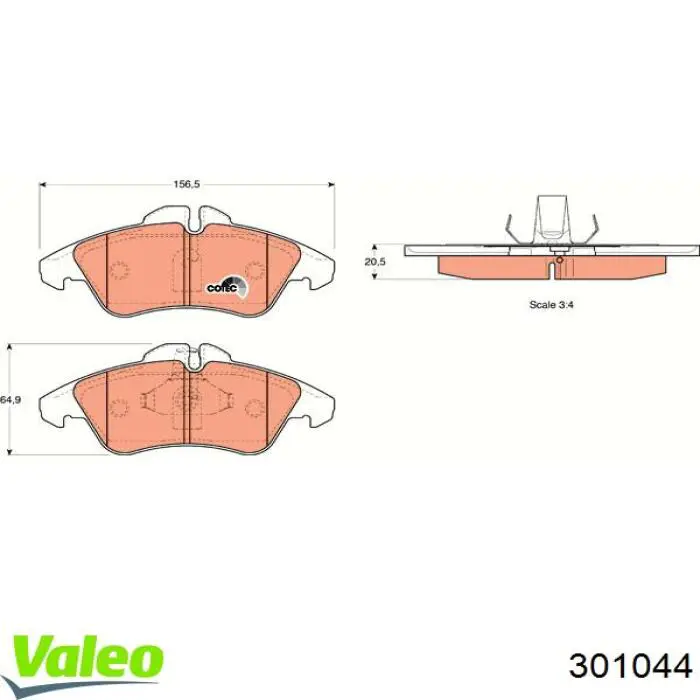 Тормозні колодки VALEO 301044
