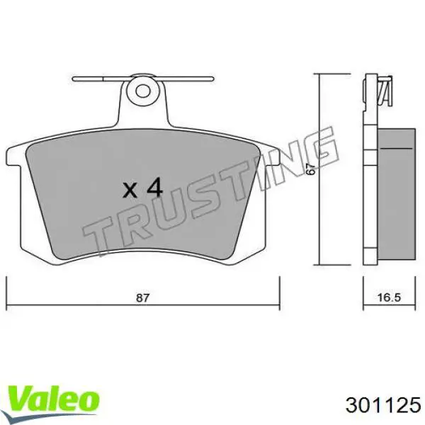 Задні гальмівні колодки VALEO 301125 ціна, від 15.61 USD