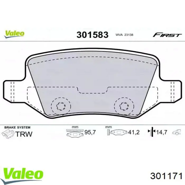 Тормозні колодки VALEO 301171
