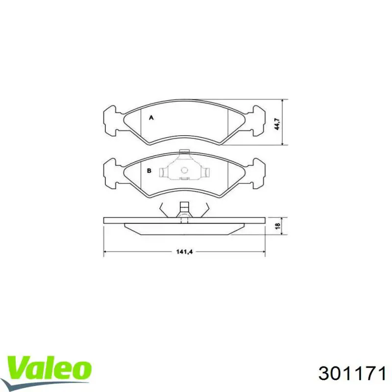 Купити 301171 VALEO Колодки гальмівні передні, дискові