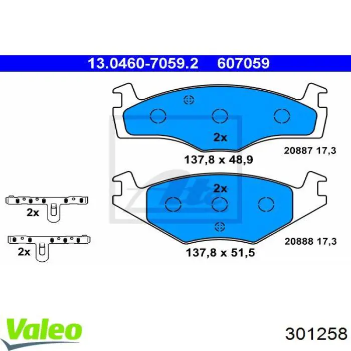 Гальмівні колодки VALEO 301258 ціна, від 16.10 USD