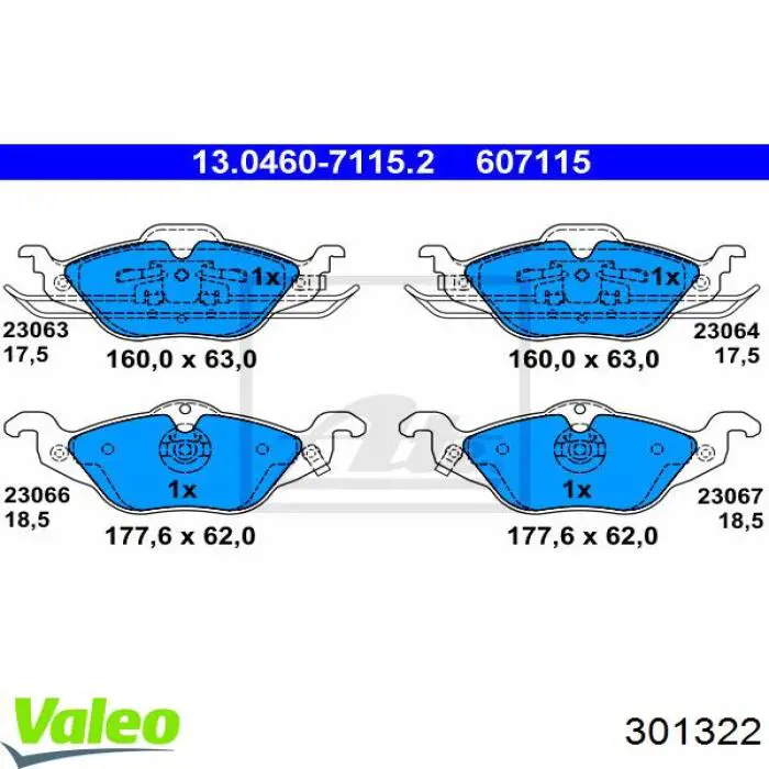 Гальмівні колодки VALEO 301322 ціна, від 19.78 USD