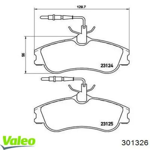 Передні тормозні колодки 301326 VALEO