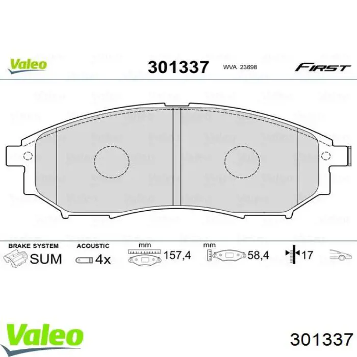 301337 VALEO Передні гальмівні колодки