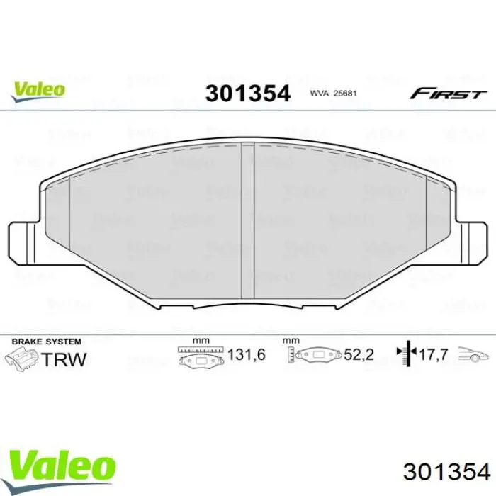 Передні тормозні колодки 301354 VALEO