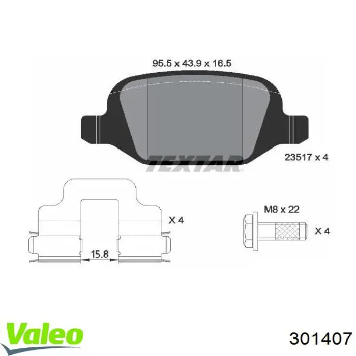Задні гальмівні колодки VALEO 301407 ціна, від 18.88 USD