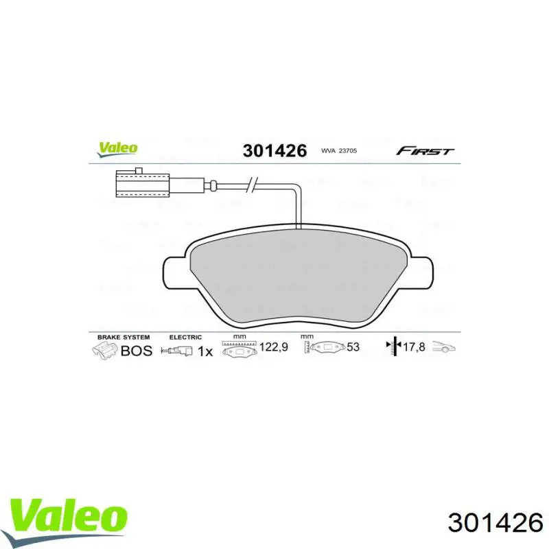 Колодки гальмівні передні, дискові 301426 VALEO