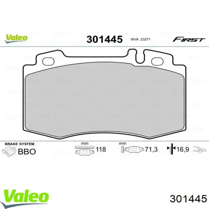 Колодки гальмівні передні, дискові 301445 VALEO