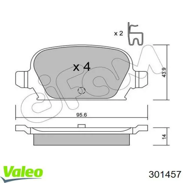 301457 VALEO Колодки гальмівні задні, дискові