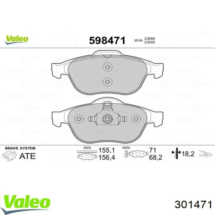 Гальмівні колодки VALEO 301471 ціна, від 25.31 USD