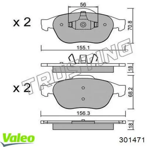 Купити 301471 VALEO Колодки гальмівні передні, дискові