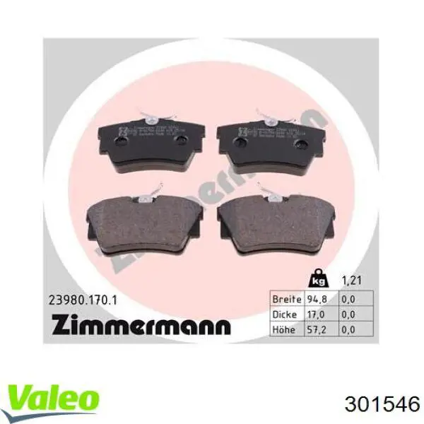 Задні гальмівні колодки 301546 VALEO
