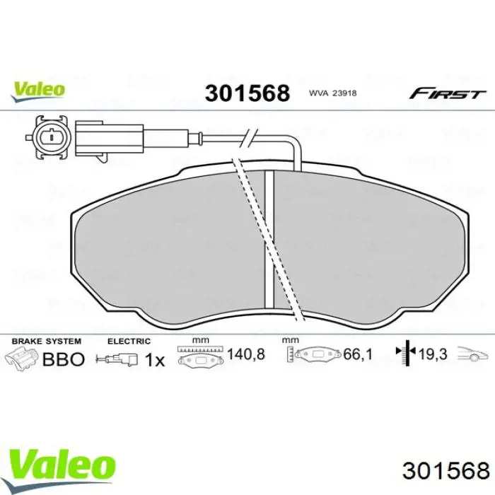 Гальмівні колодки VALEO 301568 ціна, від 17.33 USD