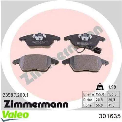 Тормозні колодки VALEO 301635