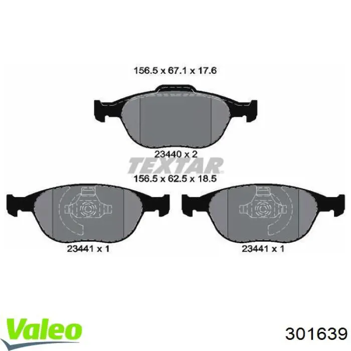 Купити 301639 VALEO Колодки гальмівні передні, дискові