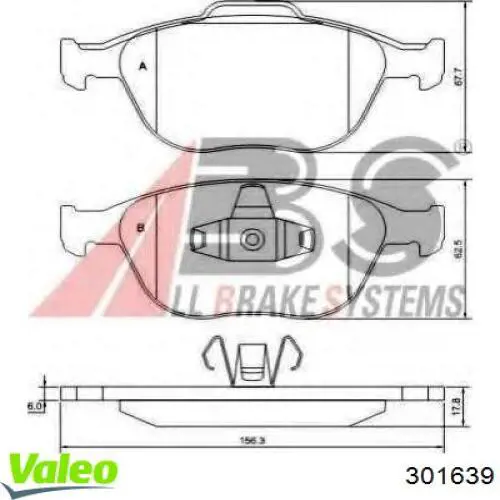 Гальмівні колодки VALEO 301639 ціна, від 25.26 USD