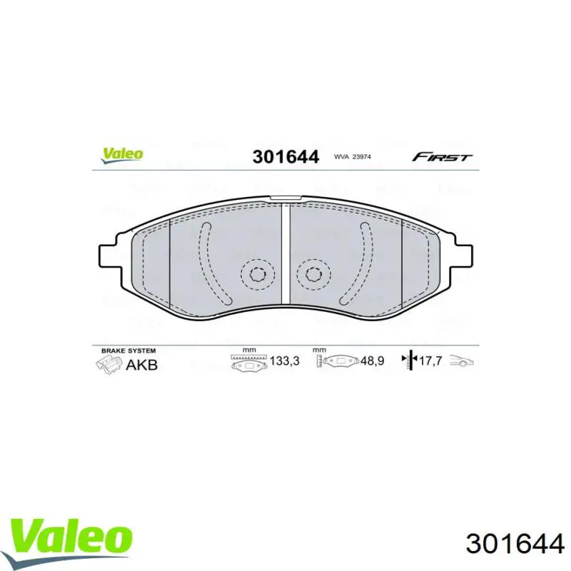 301644 VALEO Передні гальмівні колодки