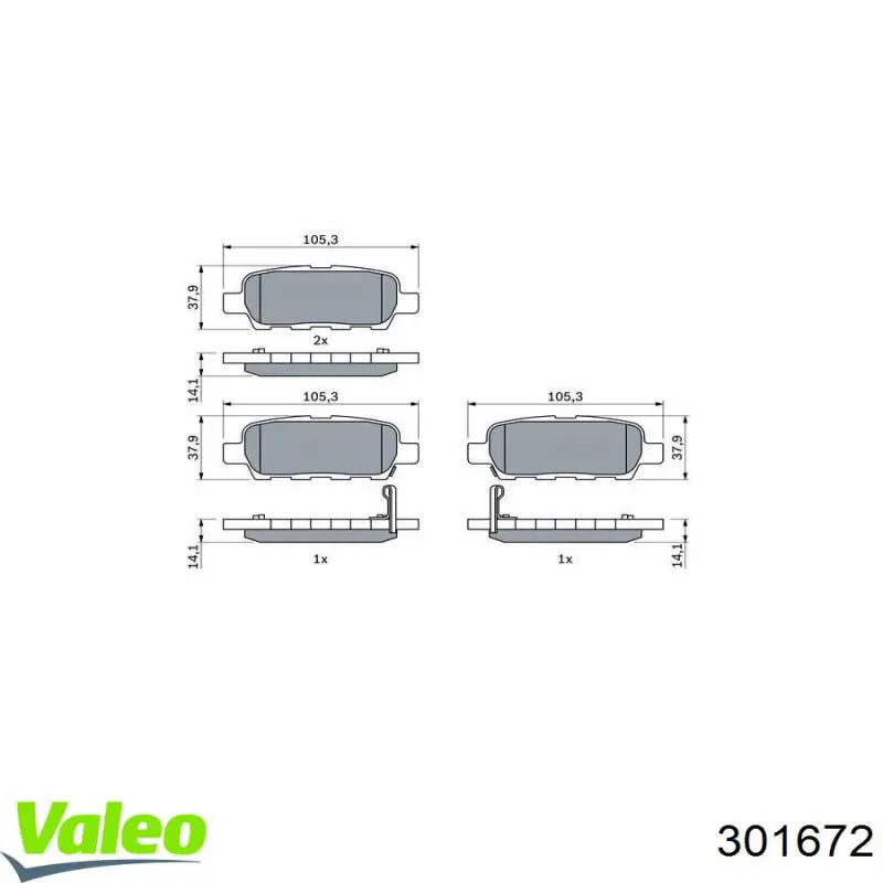 Задні гальмівні колодки 301672 VALEO