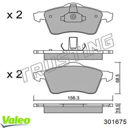 301675 VALEO Передні гальмівні колодки