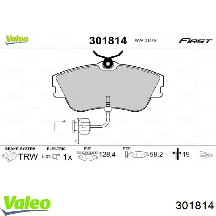 301814 VALEO Передні гальмівні колодки