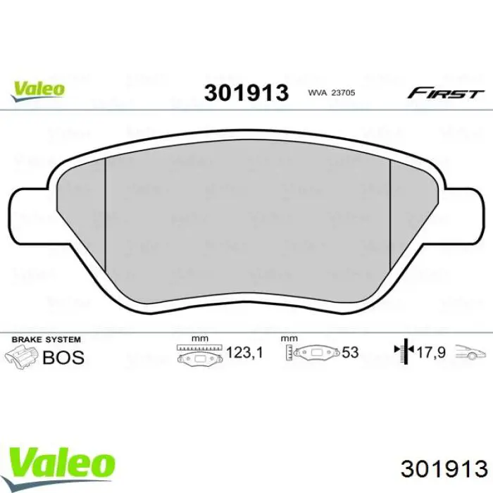 Передні тормозні колодки 301913 VALEO