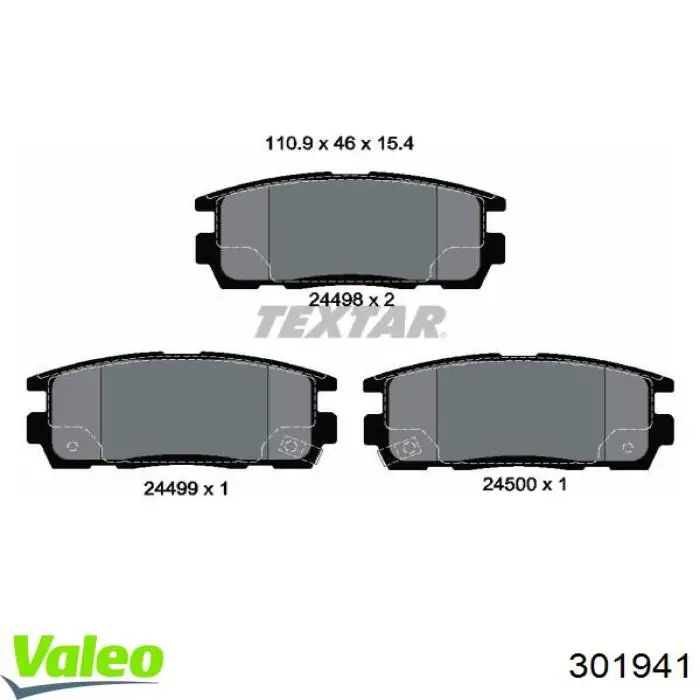 Задні гальмівні колодки 301941 VALEO