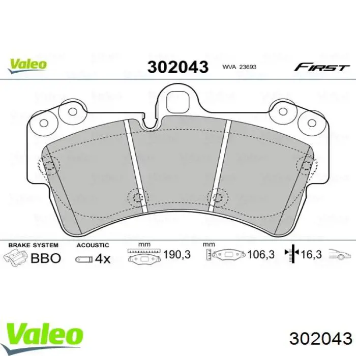Гальмівні колодки VALEO 302043 ціна, від 48.56 USD