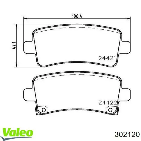 Задні гальмівні колодки VALEO 302120 ціна, від 25.01 USD