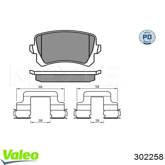 Задні гальмівні колодки VALEO 302258 ціна, від 21.14 USD