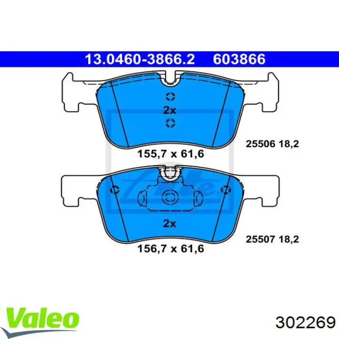 Гальмівні колодки VALEO 302269 ціна, від 34.24 USD