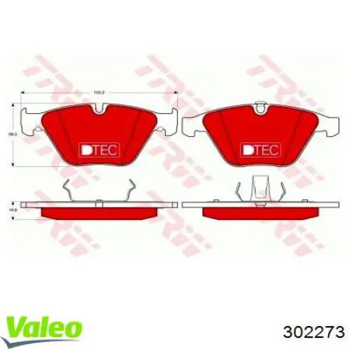 302273 VALEO Передні гальмівні колодки