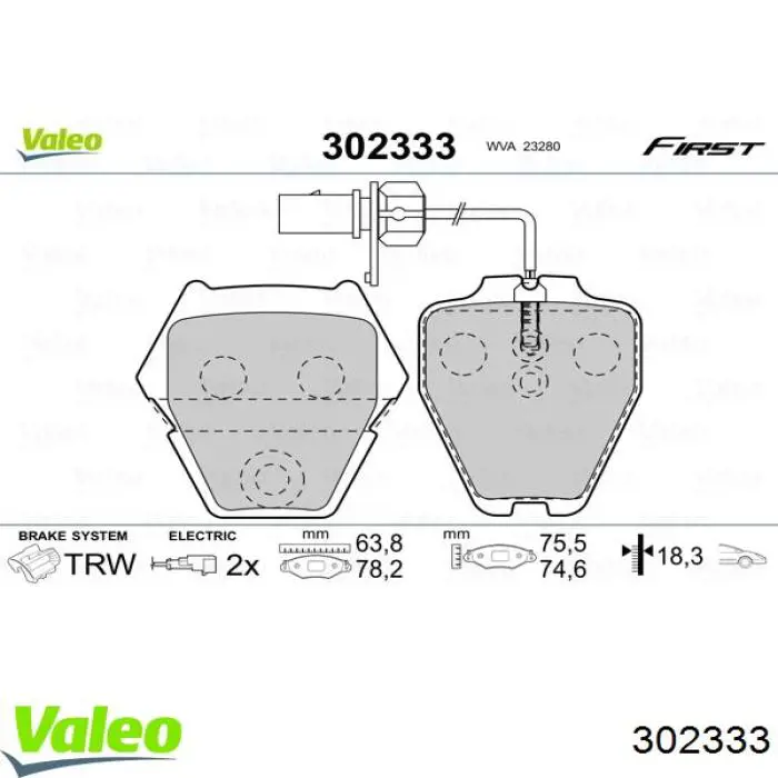 Купити 302333 VALEO Колодки гальмівні передні, дискові