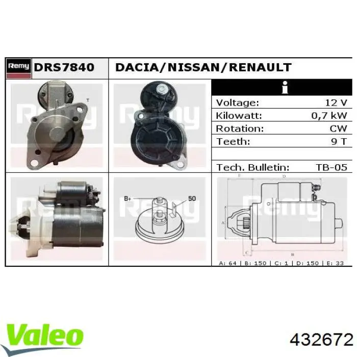 Стартер Renault (RVI) 0001110114 ціна, від 77.53 USD