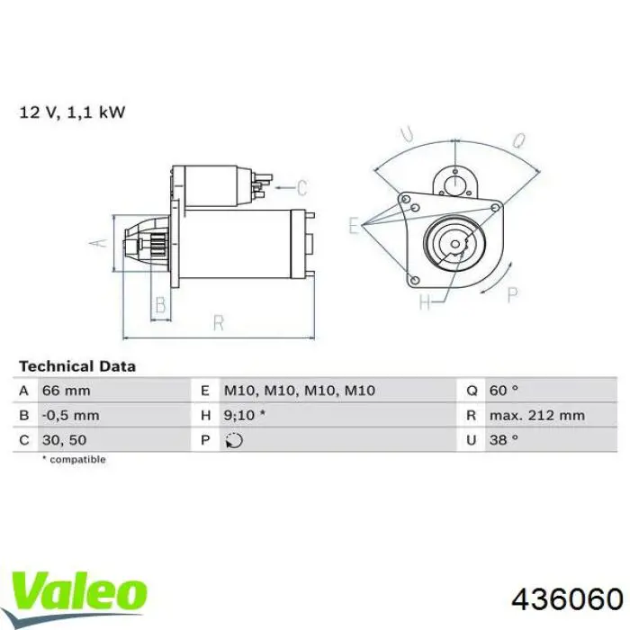 Стартер 436060 VALEO