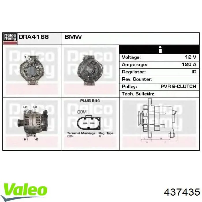 Генератор VALEO 437435 ціна, від 192.67 USD