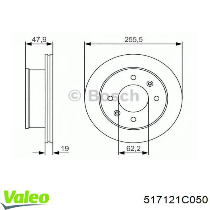 Диск гальмівний передній VALEO 517121C050