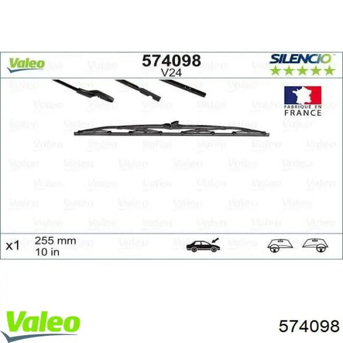 Щітка-двірник лобового скла, водійська VALEO 574098 ціна, від 10.43 USD