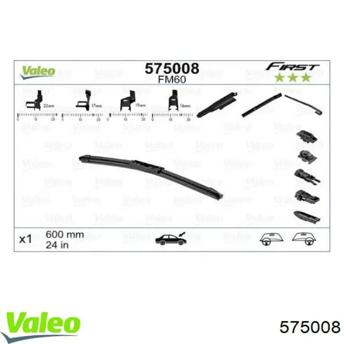 Щітка-двірник лобового скла, водійська VALEO 575008 ціна, від 9.10 USD