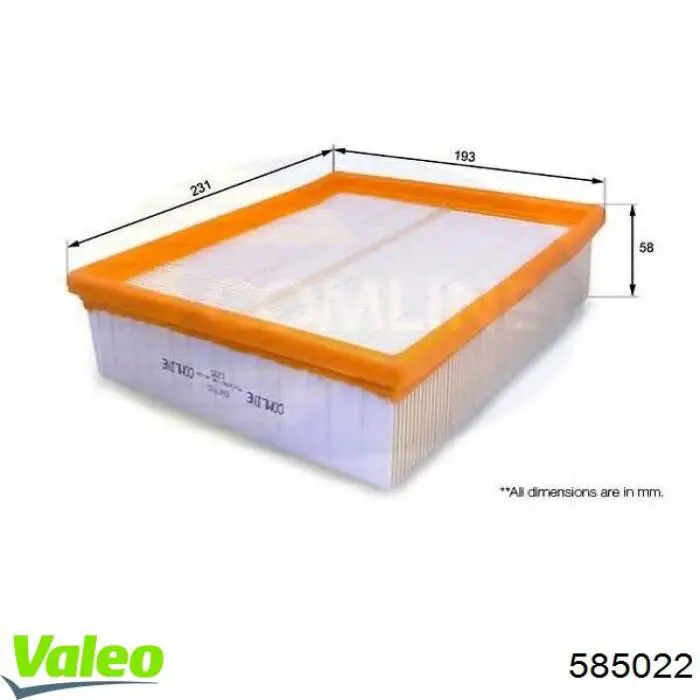 Елемент повітряного фільтра VALEO 585022 ціна, від 5.62 USD