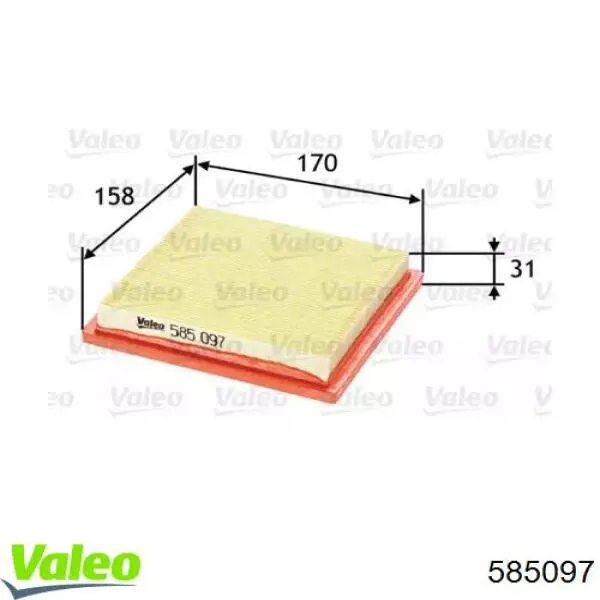 Повітряний фільтр 585097 VALEO