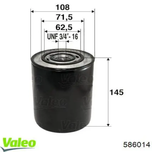 586014 VALEO фільтр масляний