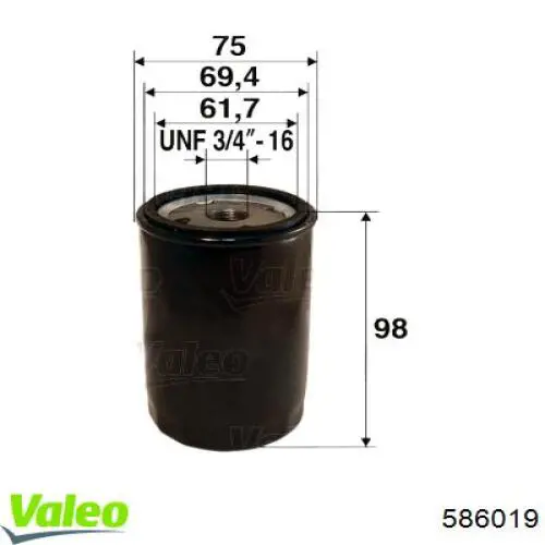 586019 VALEO фільтр масляний